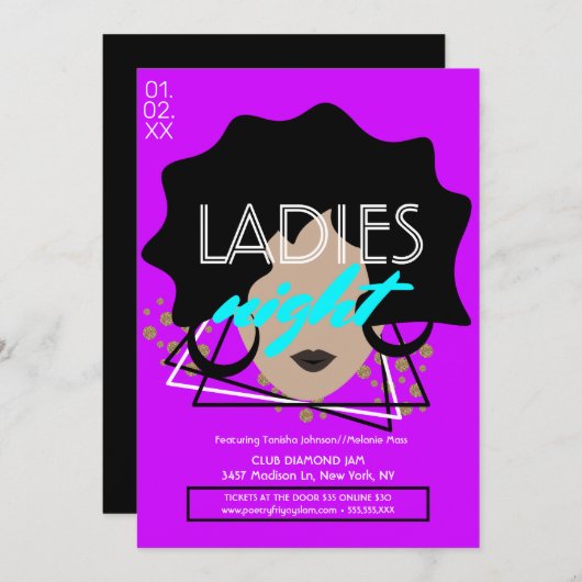 Flourescent Night Club Ladys Promoter Flyer Einladung (Vorne/Hinten)