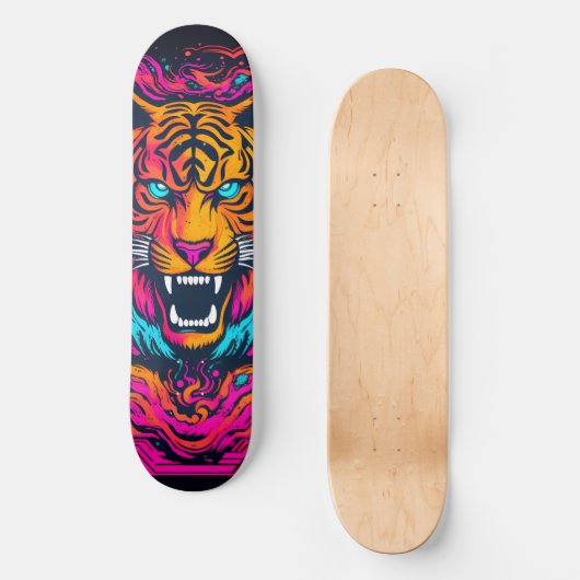 Flourescent Tiger Face Skateboard (Vorderseite)