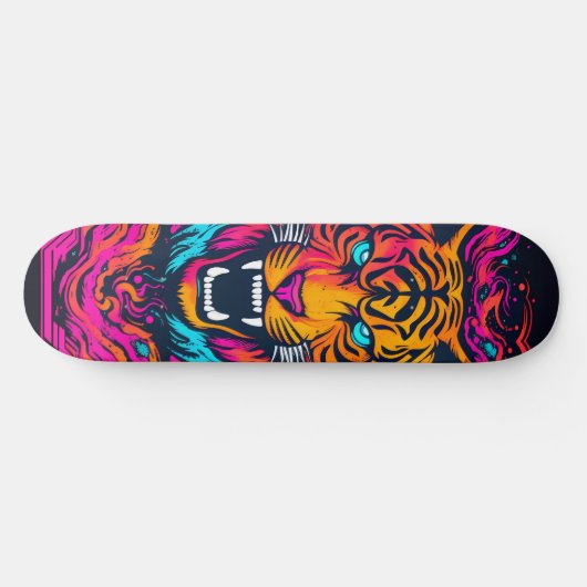 Flourescent Tiger Face Skateboard (Horizontal)
