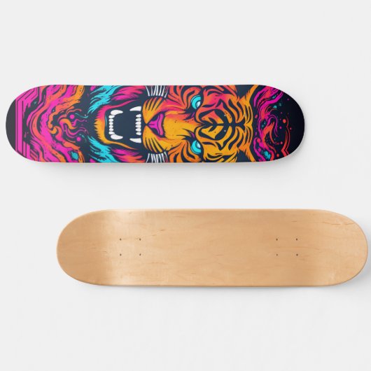 Flourescent Tiger Face Skateboard (Horizontal)
