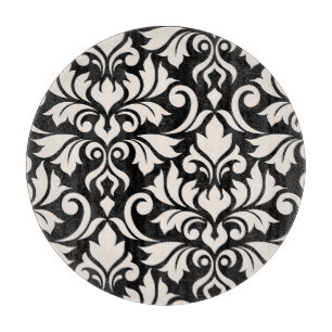 Flourish Damask Art I Creme auf Schwarz Schneidebrett