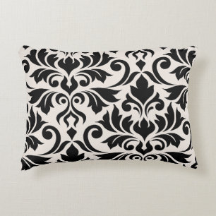 Flourish Damask Art I Schwarz auf Creme Dekokissen