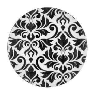 Flourish Damask Art I Schwarz auf Weiß Schneidebrett