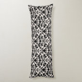 Flourish Damask Big Pattern Black on Cream Seitenschläferkissen (Rückseite (Vertikal))