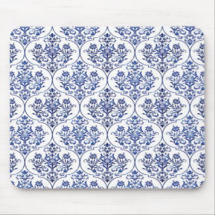 Flourish Damask Muster - blau Mousepad