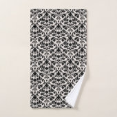 Flourish Damask Pattern Black on Cream Badhandtuch Set (Handtuch)