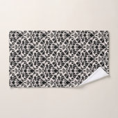 Flourish Damask Pattern Black on Cream Badhandtuch Set (Handtuch)