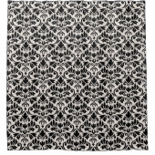 Flourish Damask Pattern Black on Cream Duschvorhang (Vorderseite)