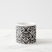 Flourish Damask Pattern Black on Cream Espressotasse (Vorderseite)