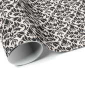 Flourish Damask Pattern Black on Cream Geschenkpapier (Rolleneckpunkt)