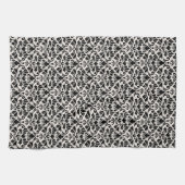 Flourish Damask Pattern Black on Cream Geschirrtuch (Horizontal)