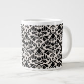 Flourish Damask Pattern Black on Cream Jumbo-Tasse (Vorderseite Rechts)