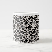 Flourish Damask Pattern Black on Cream Jumbo-Tasse (Vorderseite)