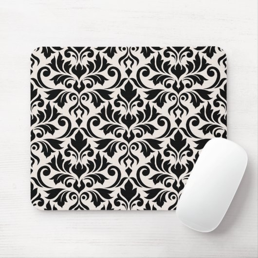 Flourish Damask Pattern Black on Cream Mousepad (Mit Mouse)