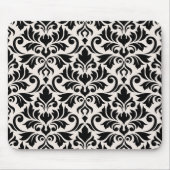 Flourish Damask Pattern Black on Cream Mousepad (Vorne)
