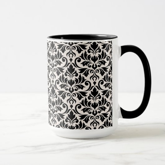Flourish Damask Pattern Black on Cream Tasse (Rechts)