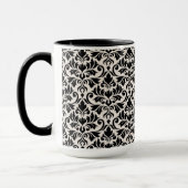 Flourish Damask Pattern Black on Cream Tasse (Links)