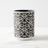 Flourish Damask Pattern Black on Cream Tasse (Zentrum)