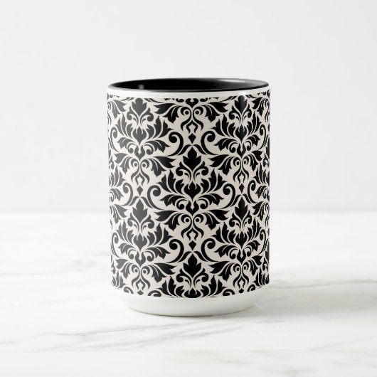 Flourish Damask Pattern Black on Cream Tasse (Zentrum)