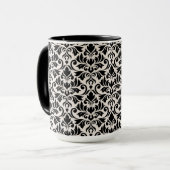 Flourish Damask Pattern Black on Cream Tasse (Vorderseite Links)