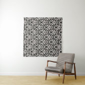 Flourish Damask Pattern Black on Cream Wandteppich (Beispiel (Horizontal))