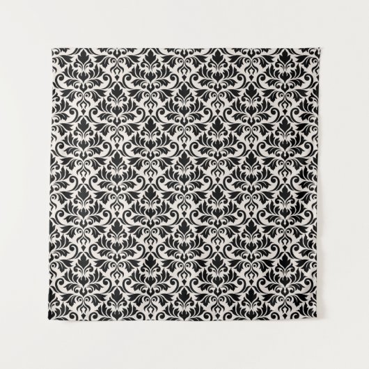 Flourish Damask Pattern Black on Cream Wandteppich (Vorderseite)