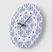 Flourish Damask Pattern - blue Große Wanduhr (Winkel)