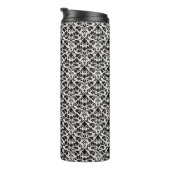 Flourish Damask Rpt Pattern Black on Cream Thermosbecher (Nach rechts gedreht)