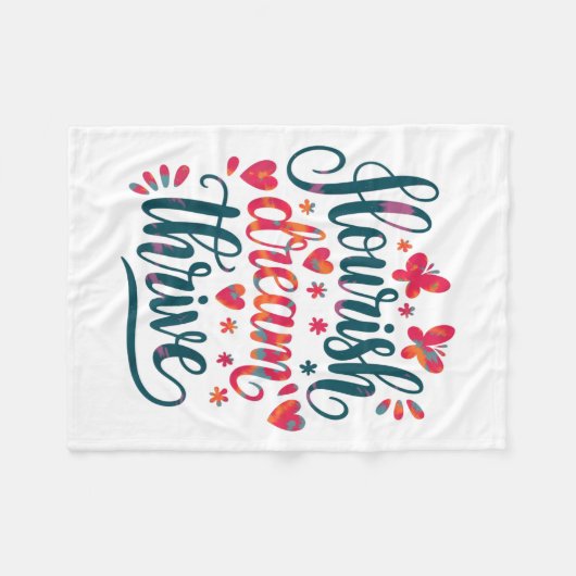 Flourish Dream Thrive Motivational Fleecedecke (Vorderseite (Horizontal))