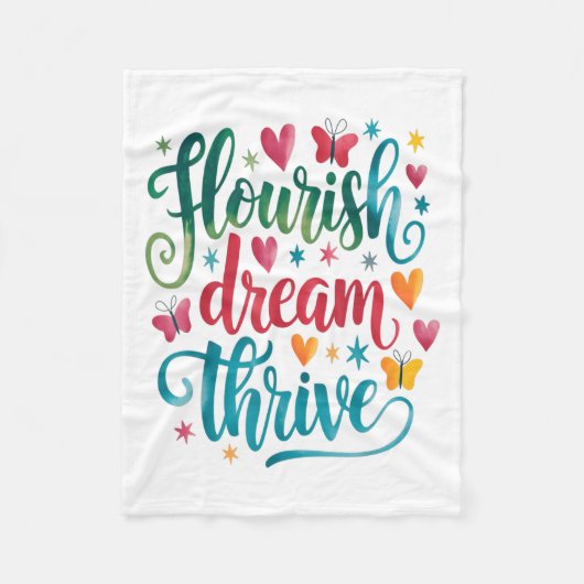 Flourish Dream Thrive Motivational  Fleecedecke (Vorderseite)