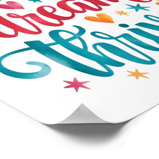 Flourish Dream Thrive Motivational  Poster (Ecke)