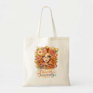 “Flourish Fearlessly” Floral Art Tote Bag Tragetasche