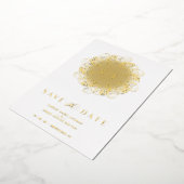 Flourish Real Golden Ornament Initials Wedding Folieneinladung (Gedreht)