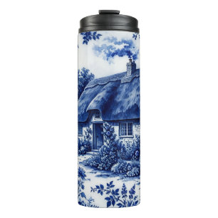 Flow Blue Stil englisches Landhaus Rosen Thermosbecher