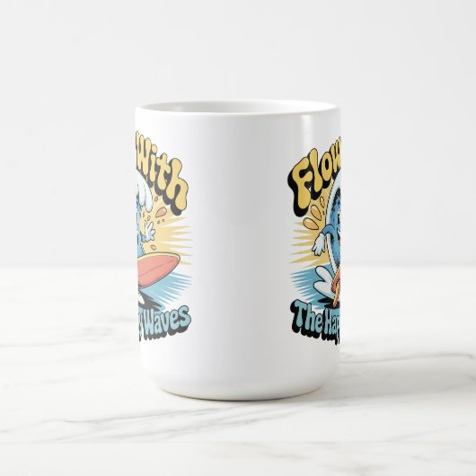 Flow With The Happy Waves Retro Surf Mug Kaffeetasse (Mittel)