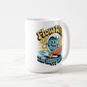 Flow With The Happy Waves Retro Surf Mug Kaffeetasse (VorderseiteRechts)