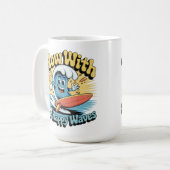 Flow With The Happy Waves Retro Surf Mug Kaffeetasse (Vorderseite Links)