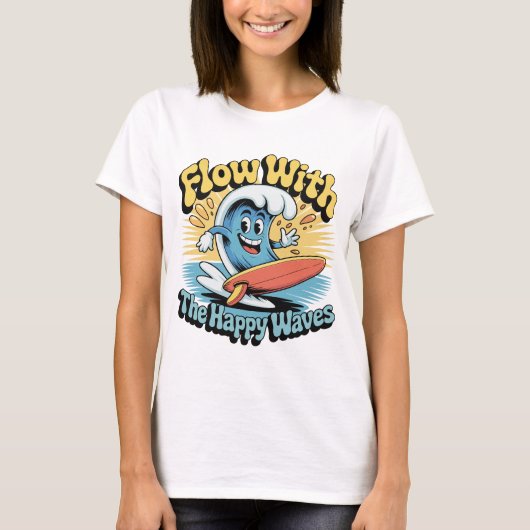 Flow With The Happy Waves Retro Surf Vibes Women's T-Shirt (Vorderseite)