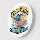 Flow With The Happy Waves Surf  Große Wanduhr (Winkel)