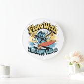 Flow With The Happy Waves Surf  Große Wanduhr (Zuhause)