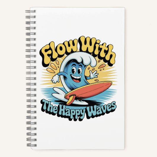 Flow With The Happy Waves Surf Journal Notizblock (Vorderseite)