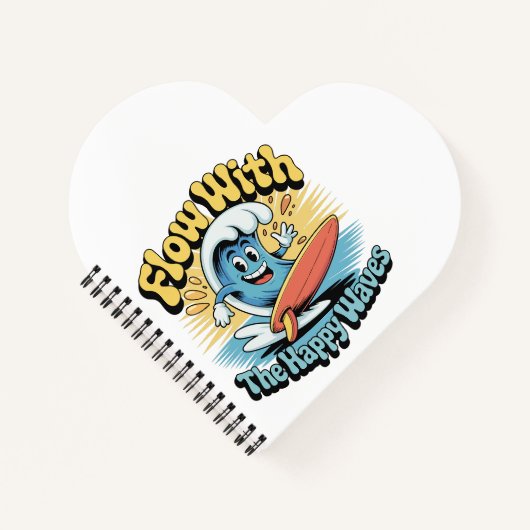 Flow With The Happy Waves Surf Journal Notizblock (Vorderseite)