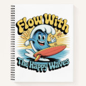 Flow With The Happy Waves Surf Journal Notizblock (Vorderseite)