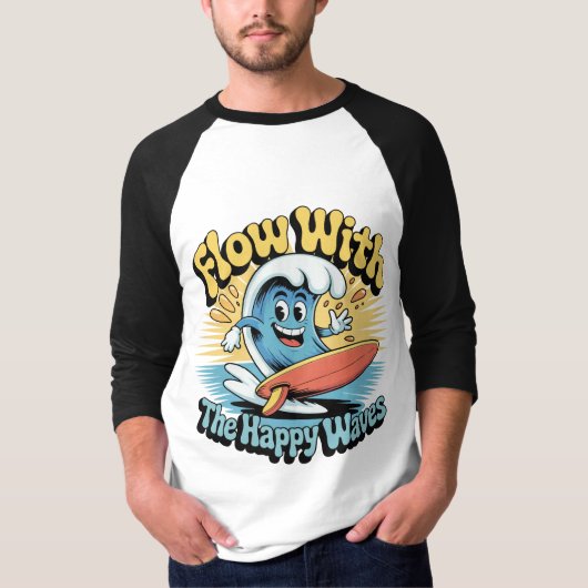 Flow With The Happy Waves Surf Style Men’s Tee (Vorderseite)