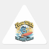 Flow With The Happy Waves Waterproof Sticker (Vorderseite)
