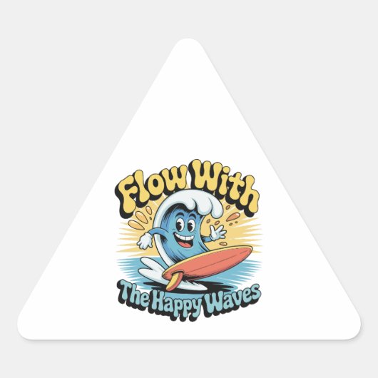 Flow With The Happy Waves Waterproof Sticker (Vorderseite)