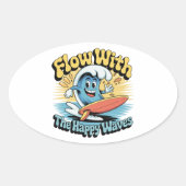 Flow With The Happy Waves Waterproof Sticker (Vorderseite)
