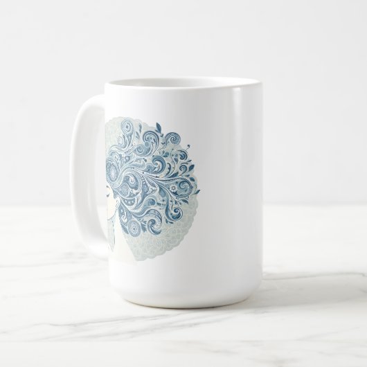 Flow Woman Art - Blue Tile Fusion Kaffeetasse (Vorderseite Links)