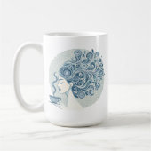 Flow Woman Art - Blue Tile Fusion Kaffeetasse (Links)