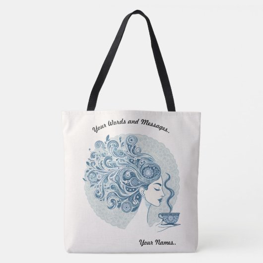 Flow Woman Art - Blue Tile Fusion Tasche (Vorderseite)